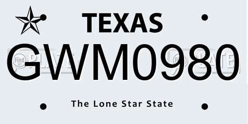 GWM0980 Texas License Plate