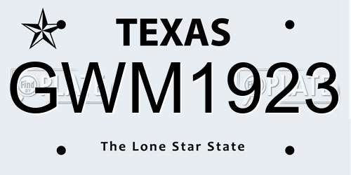 GWM1923 Texas License Plate