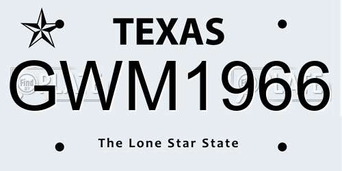 GWM1966 Texas License Plate
