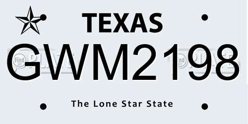 GWM2198 Texas License Plate