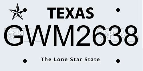 GWM2638 Texas License Plate