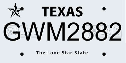 GWM2882 Texas License Plate