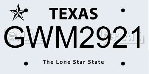 GWM2921 Texas License Plate