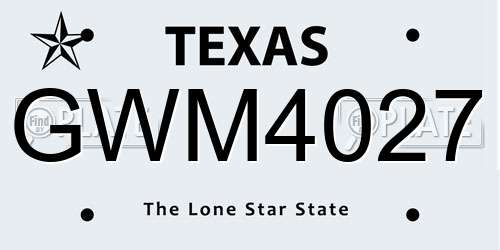 GWM4027 Texas License Plate