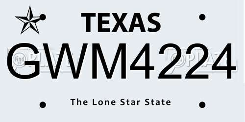 GWM4224 Texas License Plate