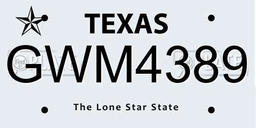 GWM4389 Texas License Plate