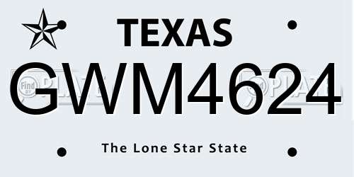 GWM4624 Texas License Plate