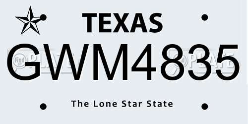 GWM4835 Texas License Plate