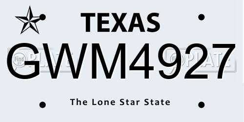 GWM4927 Texas License Plate