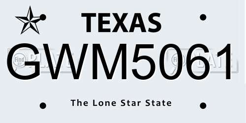 GWM5061 Texas License Plate