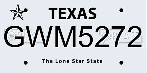 GWM5272 Texas License Plate