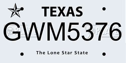 GWM5376 Texas License Plate