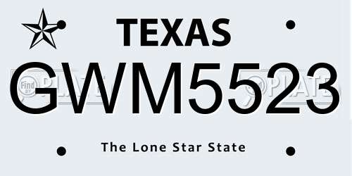 GWM5523 Texas License Plate