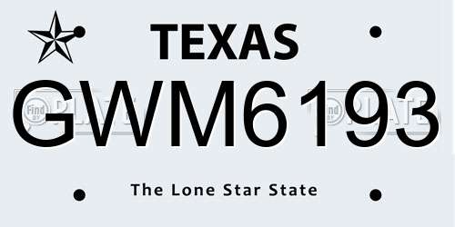 GWM6193 Texas License Plate