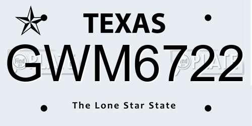 GWM6722 Texas License Plate