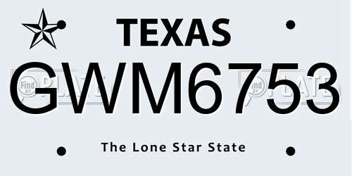 GWM6753 Texas License Plate