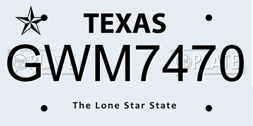 GWM7470 Texas License Plate