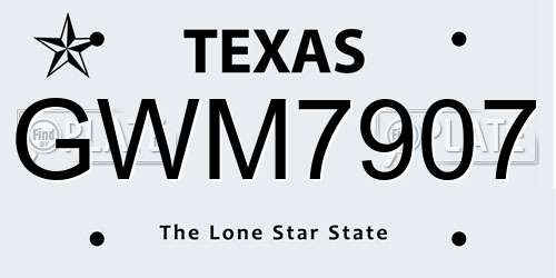 GWM7907 Texas License Plate