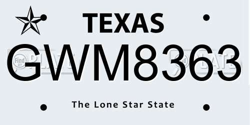 GWM8363 Texas License Plate