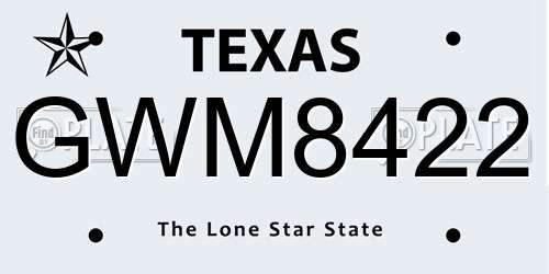 GWM8422 Texas License Plate