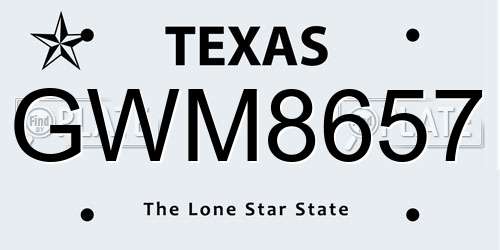 GWM8657 Texas License Plate