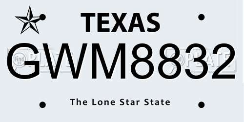 GWM8832 Texas License Plate