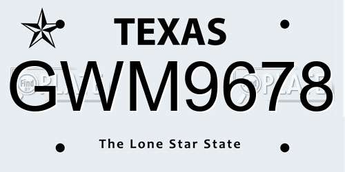 GWM9678 Texas License Plate