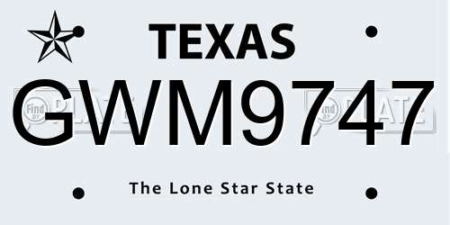 GWM9747 Texas License Plate