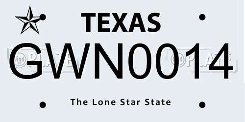 GWN0014 Texas License Plate