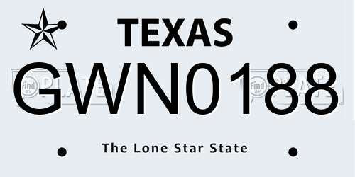GWN0188 Texas License Plate