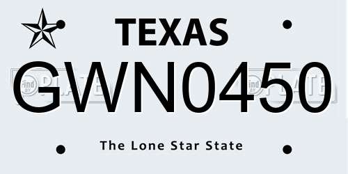 GWN0450 Texas License Plate