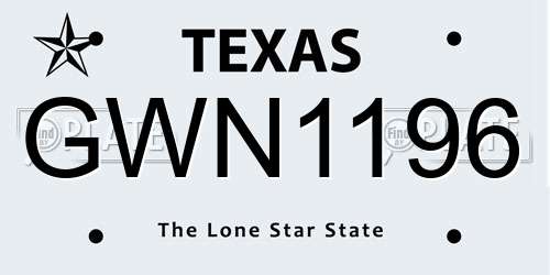 GWN1196 Texas License Plate