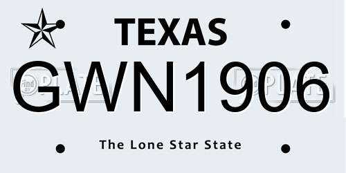 GWN1906 Texas License Plate