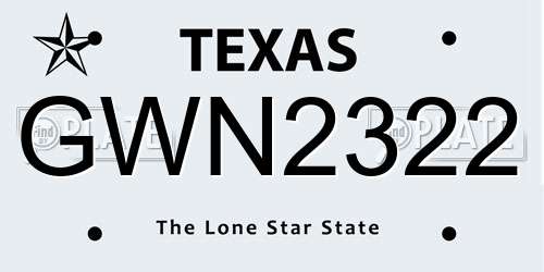 GWN2322 Texas License Plate
