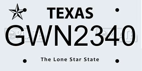 GWN2340 Texas License Plate
