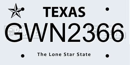 GWN2366 Texas License Plate