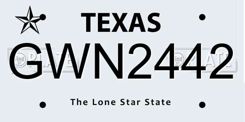 GWN2442 Texas License Plate