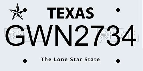 GWN2734 Texas License Plate