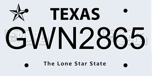GWN2865 Texas License Plate
