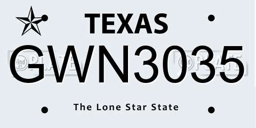 GWN3035 Texas License Plate