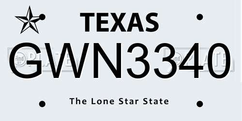 GWN3340 Texas License Plate