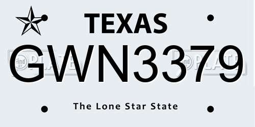 GWN3379 Texas License Plate