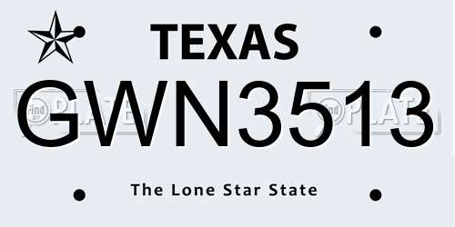 GWN3513 Texas License Plate