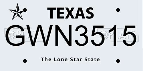 GWN3515 Texas License Plate
