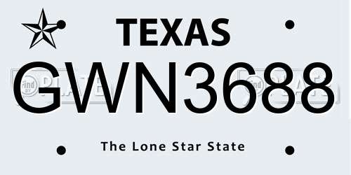 GWN3688 Texas License Plate