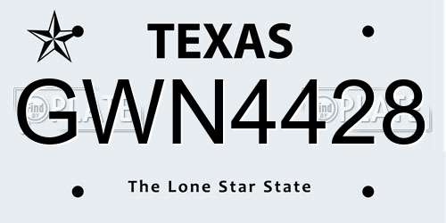 GWN4428 Texas License Plate