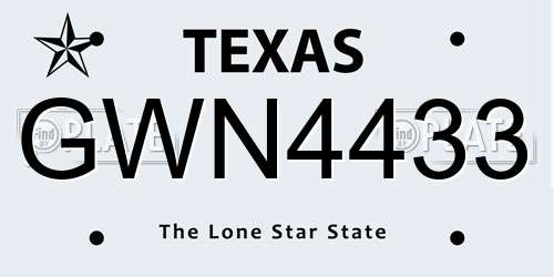GWN4433 Texas License Plate