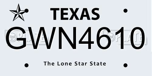 GWN4610 Texas License Plate