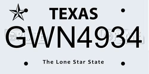 GWN4934 Texas License Plate
