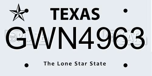 GWN4963 Texas License Plate